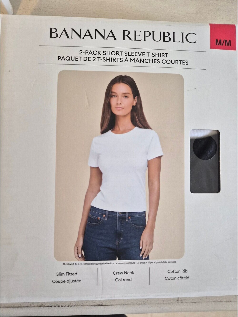 Banana Republic 2-Pack Short Sleeve Crew Neck T-Shirts for Women, Slim Fit 0283
